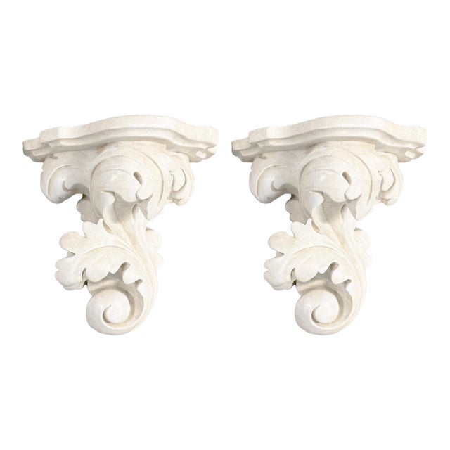 Vintage Regency Serge Roche Botanical Palm Frond Wall Brackets For Sale