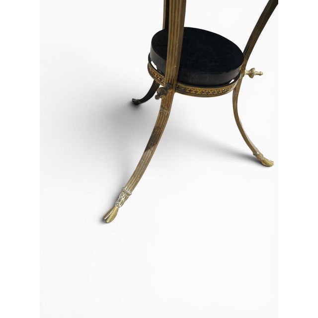 1970s French Empire Style Side Table with Gilt Bronze Base and Green Marble Top, 1970s For Sale - Image 5 of 12