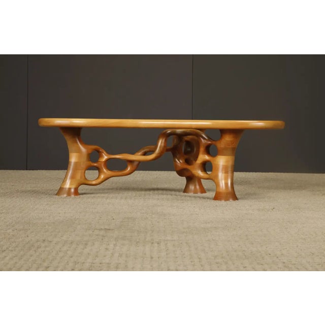 Mid-Century Modern California Craftsman Freeform Cocktail Table by Craig Lauterbach, 1980, Signed For Sale - Image 3 of 18