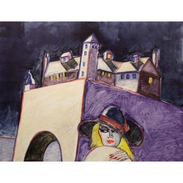 1984 "At The Castle of The Wolf" Impressionist Style Monotype by Earl Linderman For Sale