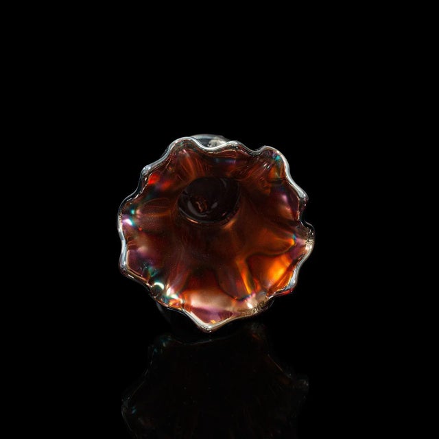 English Circa 1940 Small Vintage Decorative English Carnival Glass Flower Vase For Sale - Image 3 of 13