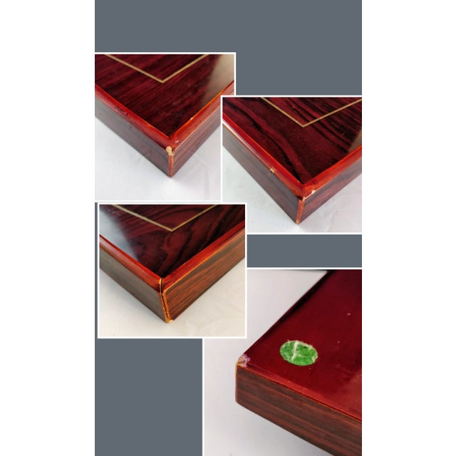 Brass Mid Century Cherry Wood Tray With Brass Pineapple Inlay For Sale - Image 8 of 12