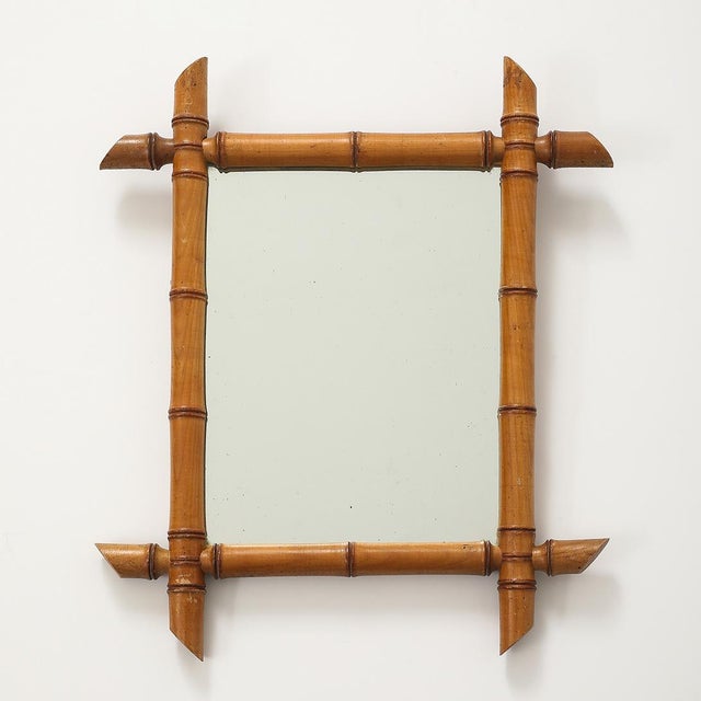 Chestnut Vintage Faux Bamboo Mirror 1 For Sale - Image 8 of 9
