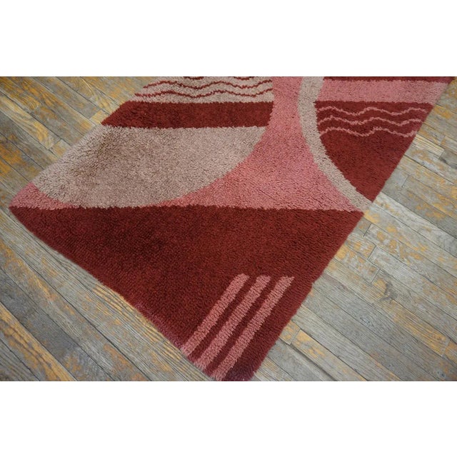 Red 1930s Red Abstract Antique English Art Deco Carpet 3'x5'10" Handknotted Wool Rug For Sale - Image 8 of 11