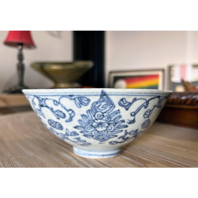 Antique Asian Blue and White Small Porcelain Rice Bowl | Chairish