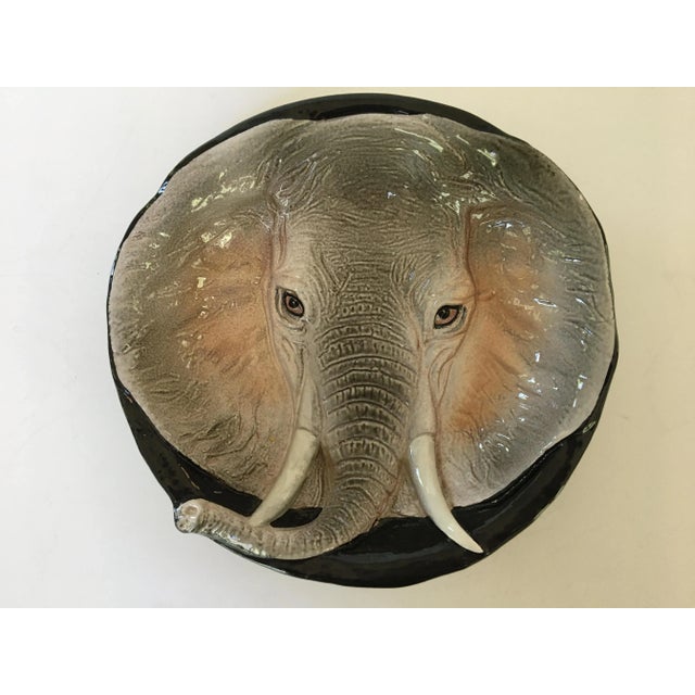 Safari Mid-Century Italian Hand Painted Pottery Elephant Bowl/Catchall For Sale - Image 11 of 12