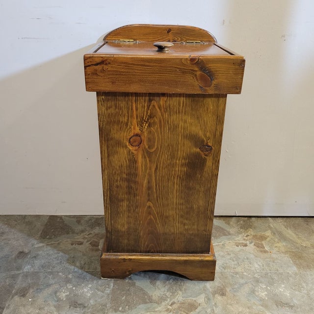 Rustic Farmhouse Knotty Pine Trash Can Potato Storage Bin For Sale - Image 9 of 9