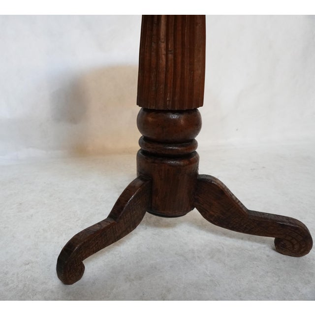 Antique Round Carved Wood Pedestal Side Table For Sale - Image 13 of 15