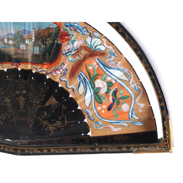19th Century 19th Century Chinese Export Gilt Lacquer Fan For Sale - Image 5 of 9
