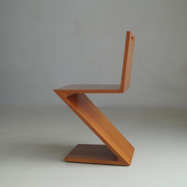 Brown Vintage Zig Zag Chair by Gerrit Thomas Rietveld for Cassina, 1990s For Sale - Image 8 of 18