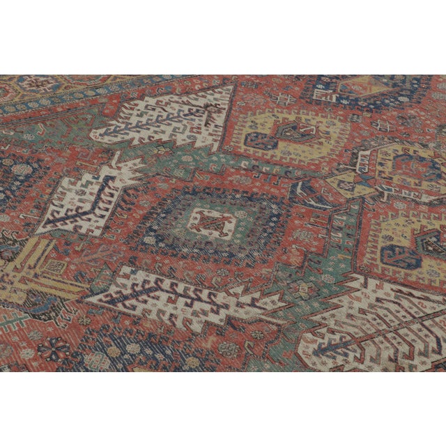 Traditional Antique Persian Soumak Dragon Rug in Red With Geometric Patterns - Rug & Kilim For Sale - Image 3 of 7