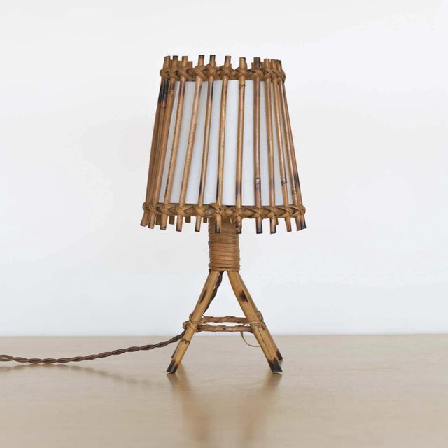 1960s French Rattan Table Lamp For Sale - Image 4 of 9