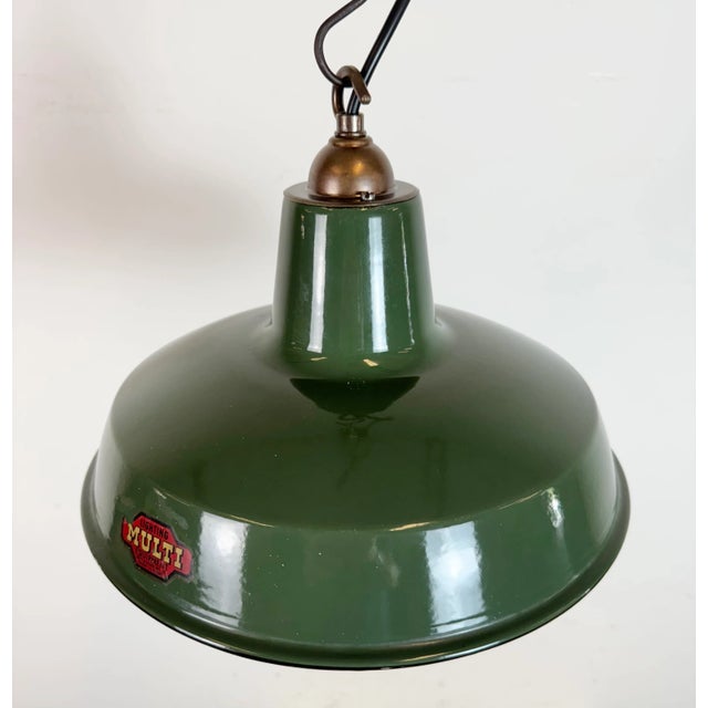 Green Industrial Green Enamel Factory Pendant Lamp from Multi Electrical Co., 1960s For Sale - Image 8 of 18