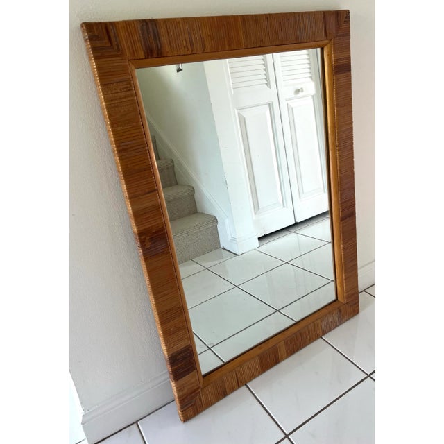 Bielecky Brothers Vintage Wrapped Rattan Mirror For Sale - Image 4 of 7