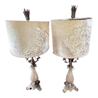 Pair of 1960s Regency Murano Style Lamps For Sale