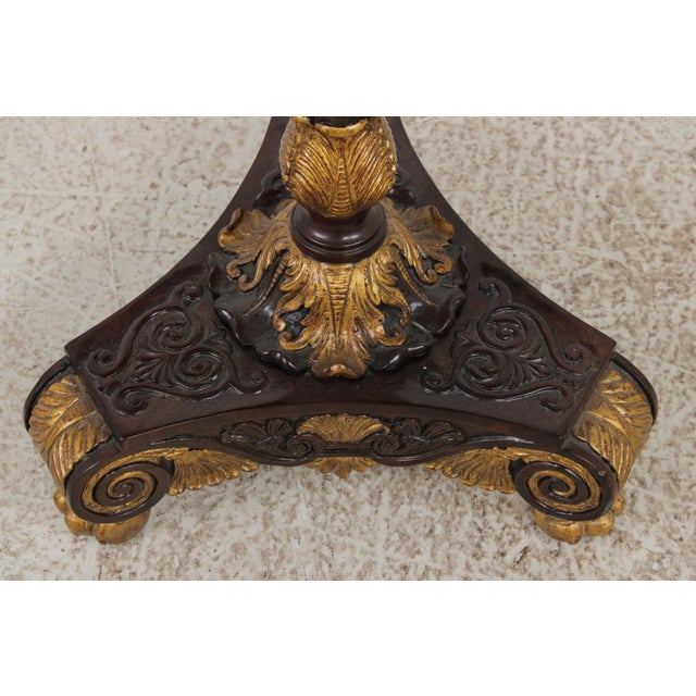 Maitland Smith Mahogany Inlaid Pedestal Round End Table For Sale - Image 10 of 13