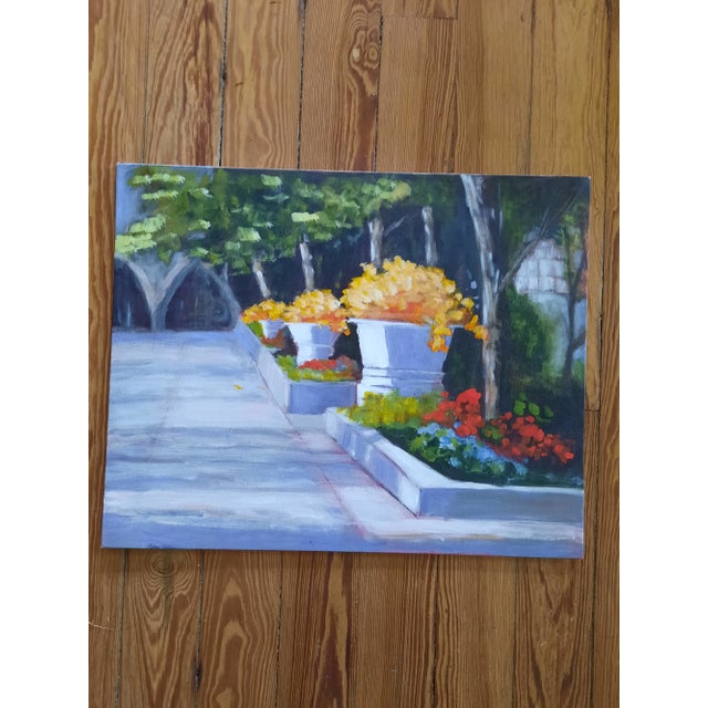 American A Walk in the Garden Painting For Sale - Image 3 of 3