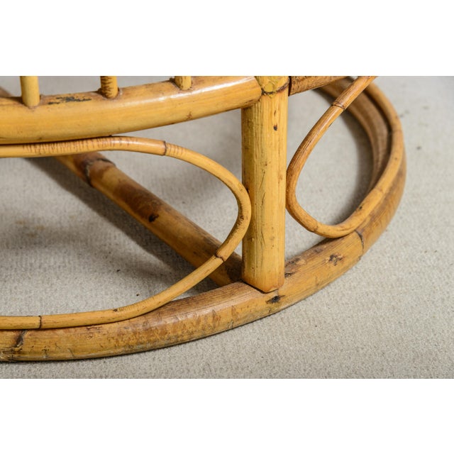 Mid Century Bamboo Rattan Center Table, Original Smoked Glass Top For Sale - Image 10 of 10