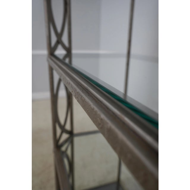 Traditional Silver Finish Decorative Iron & Steel Curio Shelf For Sale - Image 3 of 11