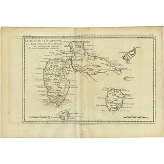 Antique Map of Guadeloupe with Les Saintes, 1780 For Sale
