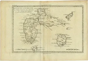 Antique Map of Guadeloupe with Les Saintes, 1780