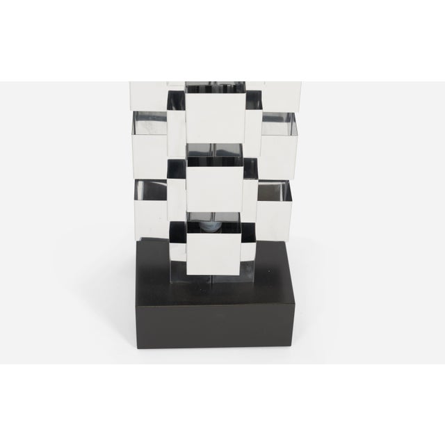 Mid-Century Modern Curtis Jere Chrome Geometric Skyscraper Lamp For Sale - Image 3 of 6