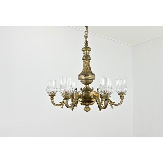 Bronze French 19th Century Bronze & Blown Glass Chandelier For Sale - Image 8 of 15