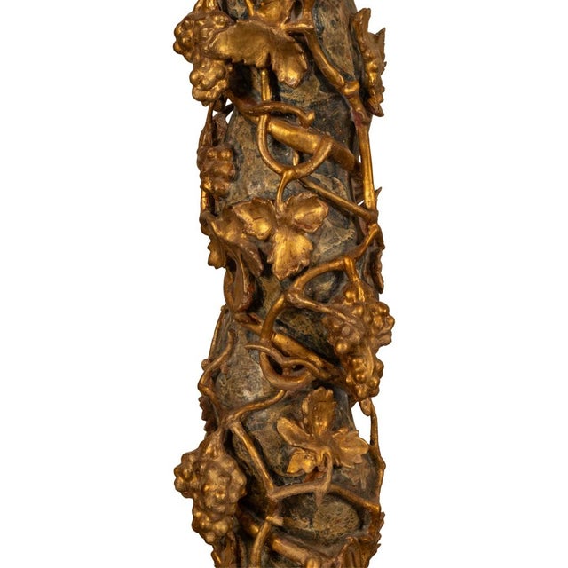Antique Pair 17th Century Baroque Carved & Gilded Solomonic Columns Italy 1680 For Sale - Image 15 of 17