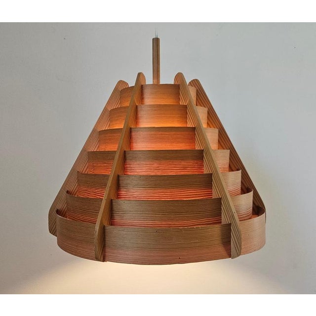 Brown Large Vintage Wooden Pendant Light by Hans-Agne Jakobsson, 1966 For Sale - Image 8 of 14