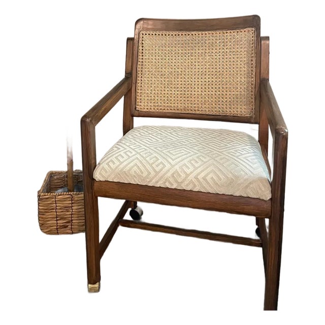 Vintage Mid-Century Cane Back Desk Chair For Sale