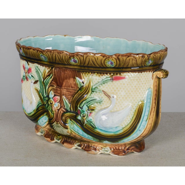 19th Century French Onnaing Barbotine Jardiniere For Sale In Orlando - Image 6 of 11