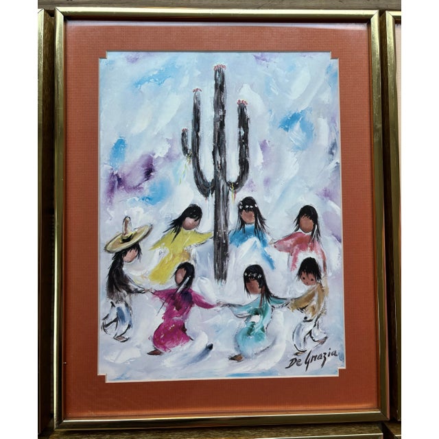 Vintage Ted DeGrazia Framed Print Collection, Set of 6 Southwestern Folk Art Works For Sale - Image 10 of 11
