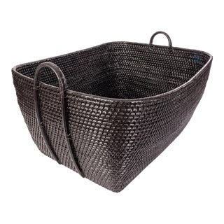 Artifacts Saboga Home Everything Basket with Hoop Handles in Black, Small For Sale