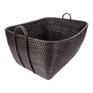 Artifacts Saboga Home Everything Basket with Hoop Handles in Black, Small