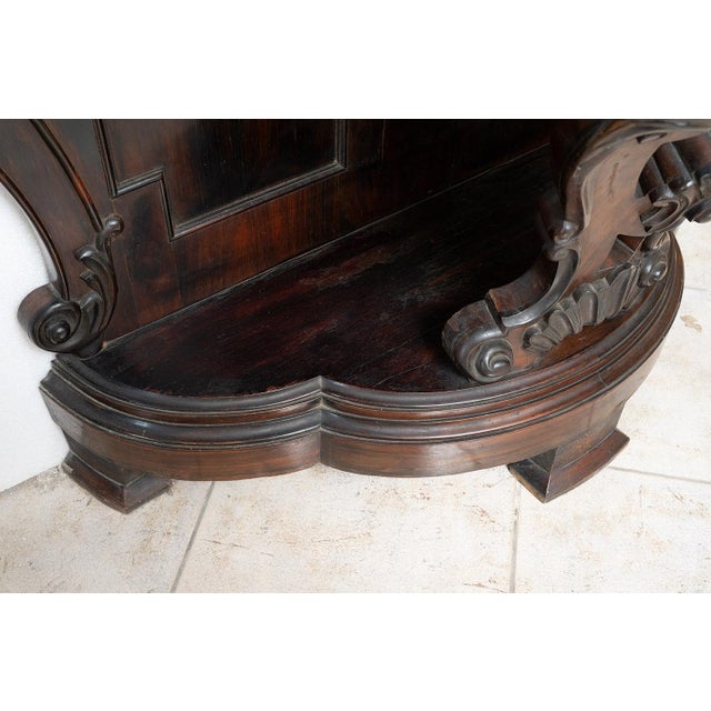 Antique 19th Century Neapolitan Louis Philippe Console Table in Fine Exotic Wood with Levanto Marble Top For Sale - Image 4 of 5