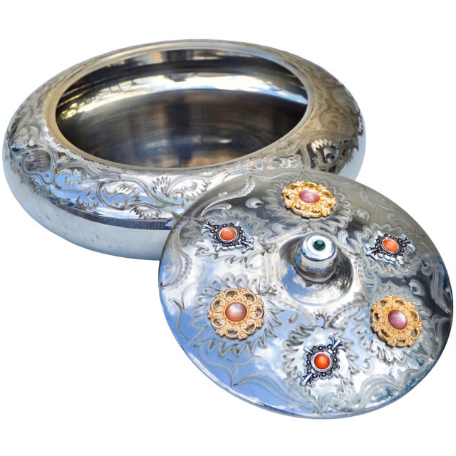 Early 20th Century Hand-Engraved & Embellished Lidded Bowl For Sale - Image 4 of 5