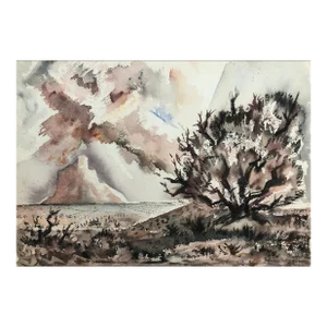 1941 Palmer Schoppe Mesa Vista Desert Landscape Watercolor