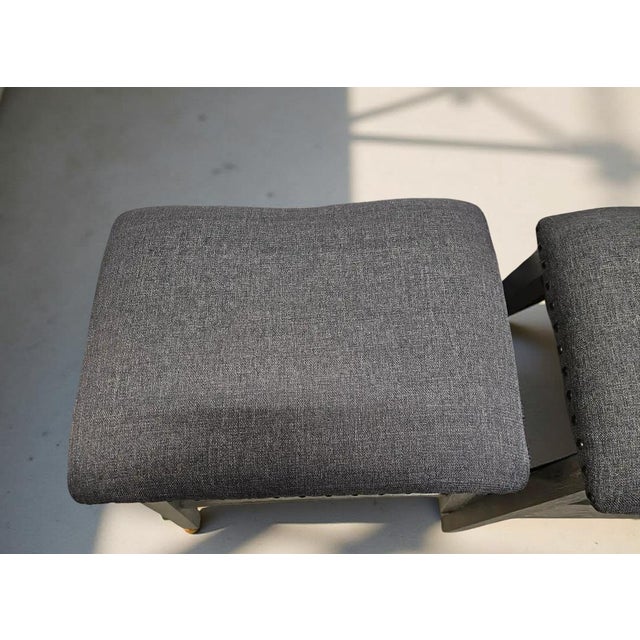 Set of 4 Contemporary Upholstered Counter Stools With Nailhead Trim For Sale - Image 4 of 8