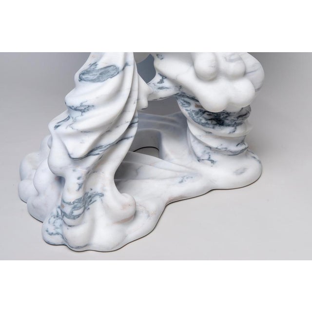 Loihi Handmade Side Table in White Marble by Manta For Sale - Image 6 of 18