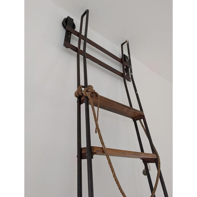 Library Ladder with Wooden Steps For Sale - Image 15 of 16