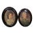 2 Antique Colonial Oval Painted Grain Bubble Glass Lithograph Portrait Prints For Sale