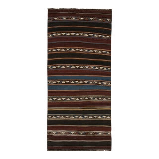 1950s Vintage Shahsavan Persian Kilim in Beige, Brown & Blue by Rug & Kilim For Sale