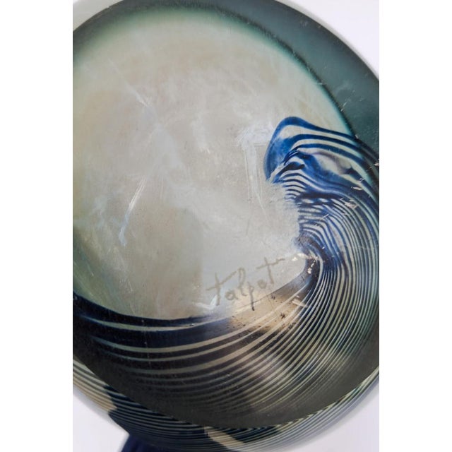 2-Mouthed Murano Glass Vase with Blue Cane Decor, 1970s For Sale - Image 10 of 13