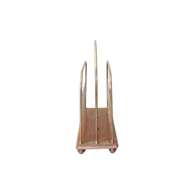 1920s 1920’s English Brass & Oak Magazine Rack For Sale - Image 5 of 9