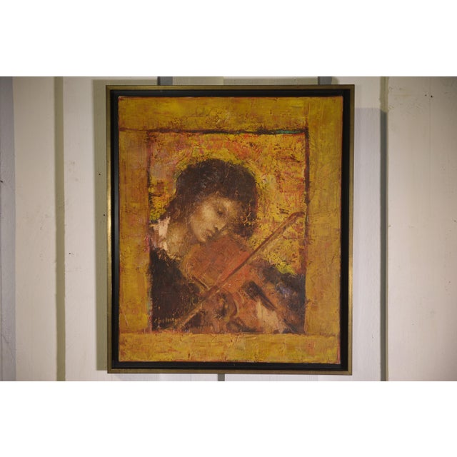 Michel Chemin, Woman with Violin, Partita in D Minor, 2003, Oil on Canvas For Sale - Image 7 of 7