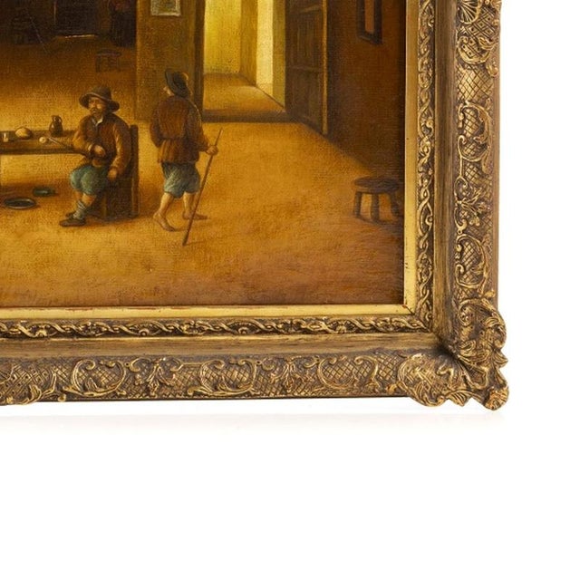 Dutch School Artist, Tavern Interior, Oil on Canvas For Sale - Image 5 of 6