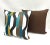 A pair of 19” x 19” pillow covers in Arc Com Crescendo Caribbean fabric (front) and brown Sumbrella (back). Zipper...