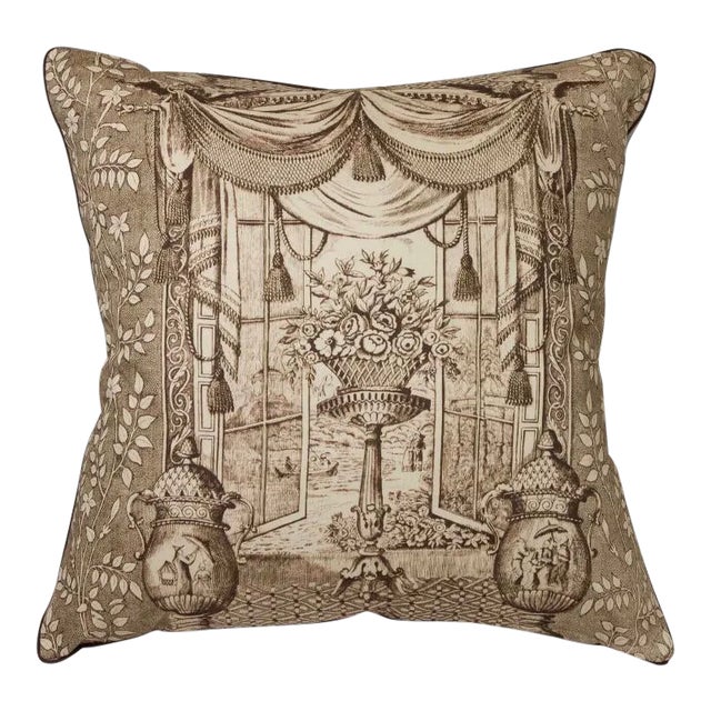 Chinoiserie Print Pillow Cover For Sale