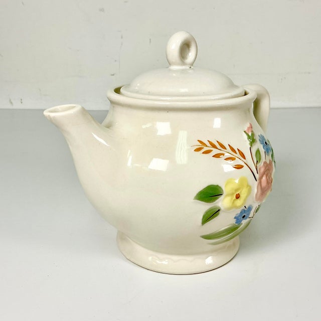 1940s Vintage Farmhouse Boho Chic Art Deco Porcelier Vitreous Tea Pot, 6 Cup Size. For Sale - Image 13 of 13