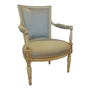 Painted Petite Louis XVI Style Arm Chair With Silk Upholstery